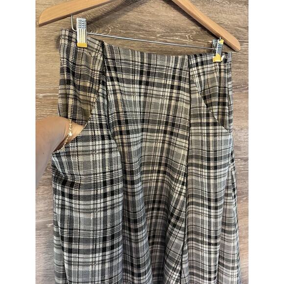 Vintage Plaid Asymmetrical Skirt Size Medium Pockets Cato Y2K Pleated Grunge - Picture 3 of 7